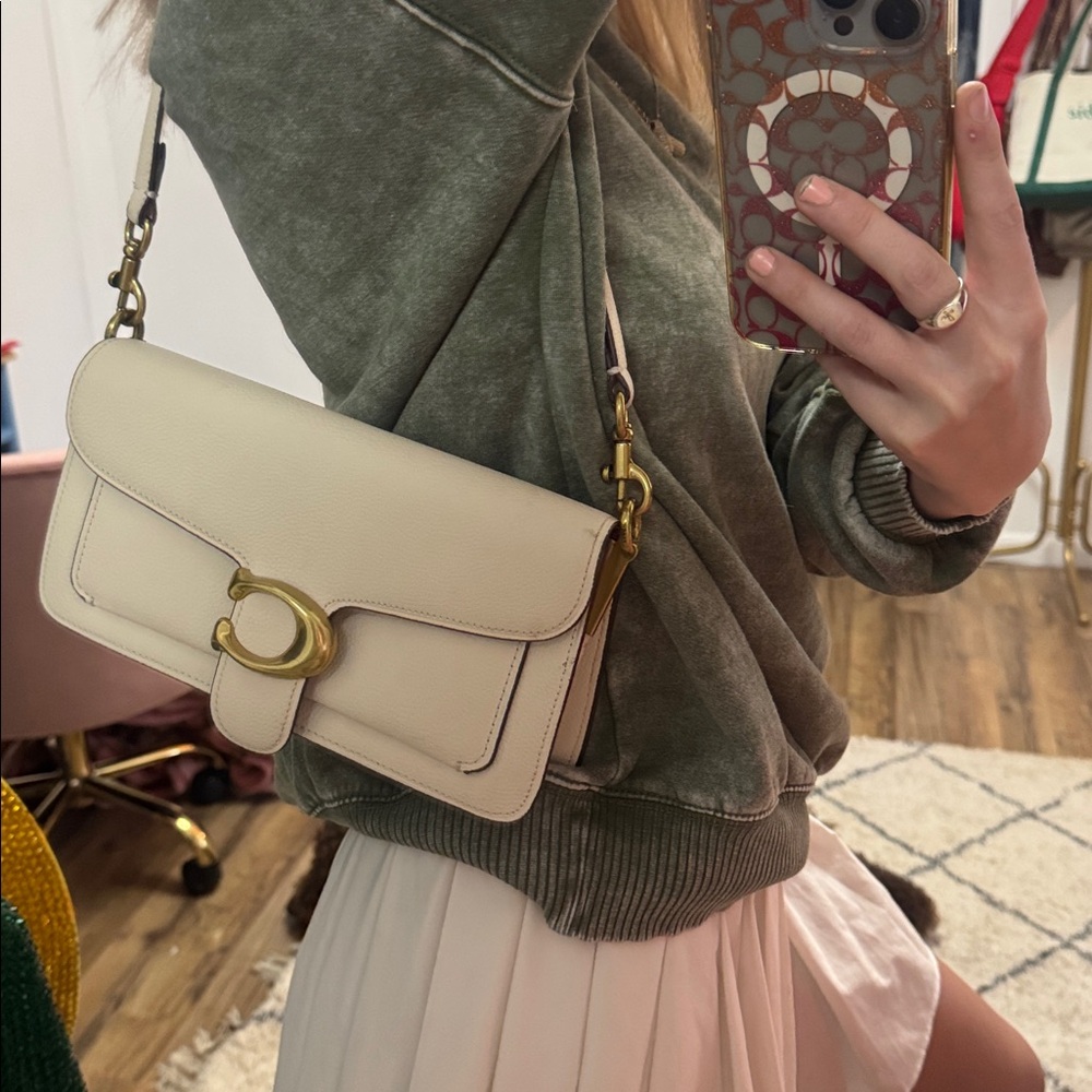 Coach Cream Shoulder Bag with Gold Accents